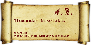 Alexander Nikoletta névjegykártya
