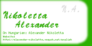 nikoletta alexander business card